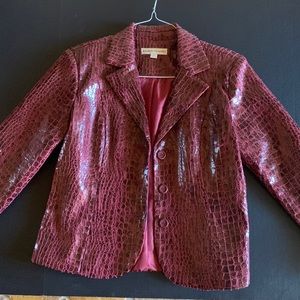 Faux Croc Bamboo Traders Lightweight Jacket Burgundy Wine Maroon Size Medium M